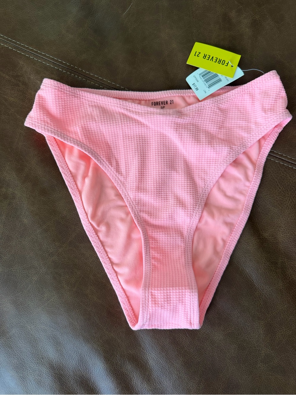 Forever 21 Light Pink Textured High-Leg Bikini Bottom